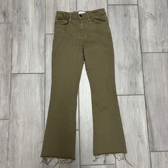 FRAME Le Crop Mini Boot Jeans – Size 26 – Washed Olive - Picture 5 of 9